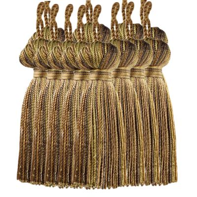 DCOPRO 3" (7.5cm) Basic Chainette Tassel with 1" (2.5cm) Loop | Decorative Craft Tassel # BT3, Hazel #PR08 (Mocha Brown, Warm Brown, Olive Beige) Set of 12
