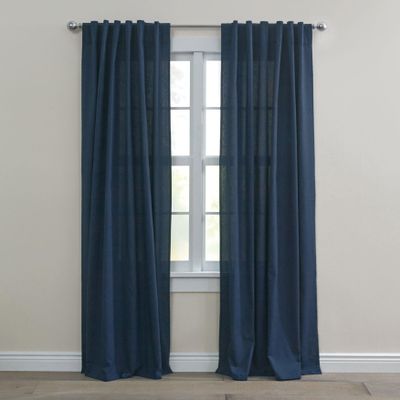 BrylaneHome Poly Cotton Canvas Back-Tab Panel - 48" W 63" L, Navy