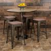 Flash Furniture 24" High Metal Counter-Height, Indoor Bar Stool with Wood Seat in Gun Metal Gray - Stackable Set of 4 view 2