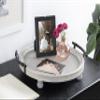 Kate and Laurel Bruillet Farmhouse Round Tray, 15 inch Diameter, Rustic Gray, Wooden Tray for Coffee Table view 3