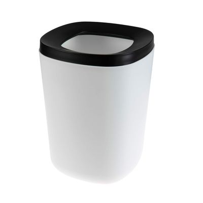 Bath Bliss 2 Piece Trash Can | Small Plastic | Space Saving | Removable Lid | Sleek | Great for Dorm | Office | Kitchen | Black & White | 2 Tone Waste Bin