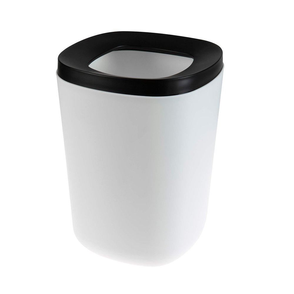 Bath Bliss 2 Piece Trash Can | Small Plastic | Space Saving | Removable Lid | Sleek | Great for Dorm | Office | Kitchen | Black & White | 2 Tone Waste Bin