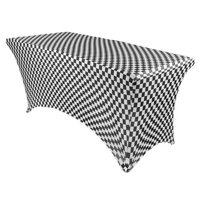 YOUR CHAIR COVERS Rectangular Spandex Table Covers 8ft Fitted Tablecloth Wedding Event Patio Decorations Elastic Fabric Stretch Tables Cover for 8 ft Folding Table (Black and White Checkered)