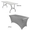 YOUR CHAIR COVERS Rectangular Spandex Table Covers 8ft Fitted Tablecloth Wedding Event Patio Decorations Elastic Fabric Stretch Tables Cover for 8 ft Folding Table (Black and White Checkered) view 3