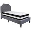BizChair Twin Arched Tufted Platform Bed/Mattress in Light Gray Fabric view 3