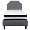 BizChair Twin Arched Tufted Platform Bed/Mattress in Light Gray Fabric view 4