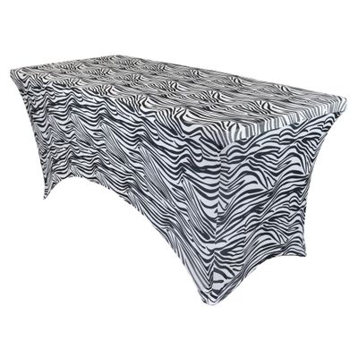 YOUR CHAIR COVERS Rectangular Spandex Table Covers 6ft Fitted Tablecloth Wedding Event Patio Decorations Elastic Fabric Stretch Tables Cover for 6 ft Folding Table (Zebra)