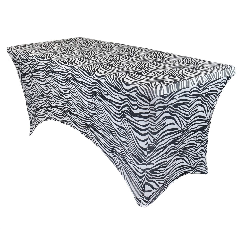 YOUR CHAIR COVERS Rectangular Spandex Table Covers 6ft Fitted Tablecloth Wedding Event Patio Decorations Elastic Fabric Stretch Tables Cover for 6 ft Folding Table (Zebra)