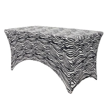 YOUR CHAIR COVERS - 4ft Zebra Rectangular Spandex Table Covers Fitted Tablecloth Wedding Event Patio Decorations Elastic Fabric Stretch for Folding Table