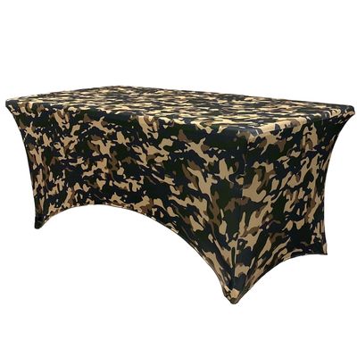 YOUR CHAIR COVERS - 4ft Camouflage Army Green Rectangular Spandex Table Covers Fitted Tablecloth Wedding Event Patio Decorations Elastic Fabric Stretch for Folding Table