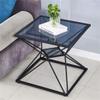 CGF- High Stool Coffee Table Glass Decorative Tray Accent Sofa Side End Coffee Table with Metal Frame for Living Room Kitchen Bedroom, Gold and Black view 1