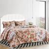 Benjara Rome 3 Piece Microfiber Reversible Floral Print Queen Quilt Set, Multicolor view 2