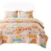 Benjara Berlin 2 Piece Microfiber Rainbows and Clouds Print Twin Quilt Set, Beige view 1