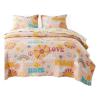 Benjara Berlin 2 Piece Microfiber Rainbows and Clouds Print Twin Quilt Set, Beige view 4
