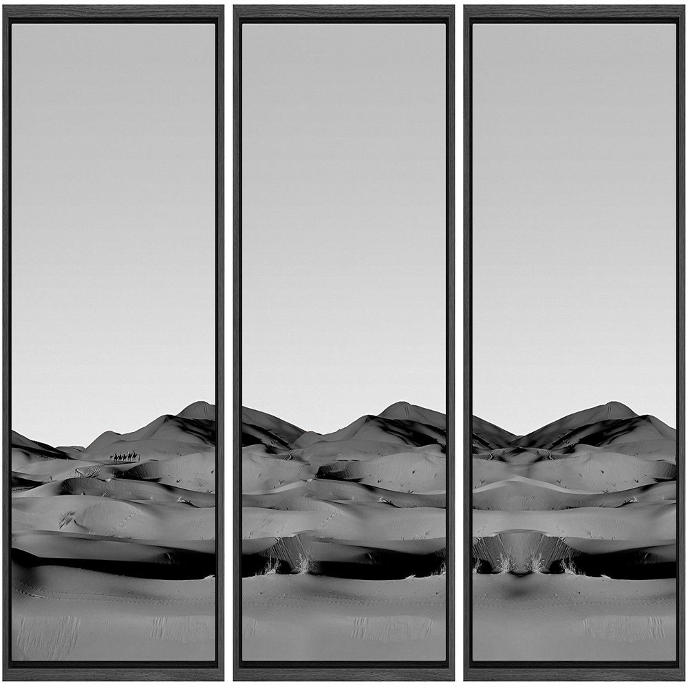 SIGNWIN 3 Piece Framed Canvas Wall Art Black and White Landscape Canvas Prints Home Artwork Decoration for Living Room,Bedroom - 16"x24"x3 Panels