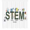 Ambesonne Engineering Theme Shower Curtain, STEM-Related Science Technology Math Discipline Tools, Cloth Fabric Bathroom Decor Set with Hooks, 69" W x 84" L, White Multicolor view 2