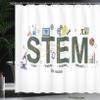 Ambesonne Engineering Theme Shower Curtain, STEM-Related Science Technology Math Discipline Tools, Cloth Fabric Bathroom Decor Set with Hooks, 69" W x 84" L, White Multicolor view 3