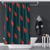 OERJU 72x84inch Red Strawberry Shower Curtain Cartoon Cute Sweet Flesh Fruit Green Leaf Kids Bathroom Decor Waterproof Fabric Polyester Shower Curtain Liner Bath Accessories Durable with Hooks view 1