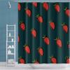 OERJU 72x84inch Red Strawberry Shower Curtain Cartoon Cute Sweet Flesh Fruit Green Leaf Kids Bathroom Decor Waterproof Fabric Polyester Shower Curtain Liner Bath Accessories Durable with Hooks view 2