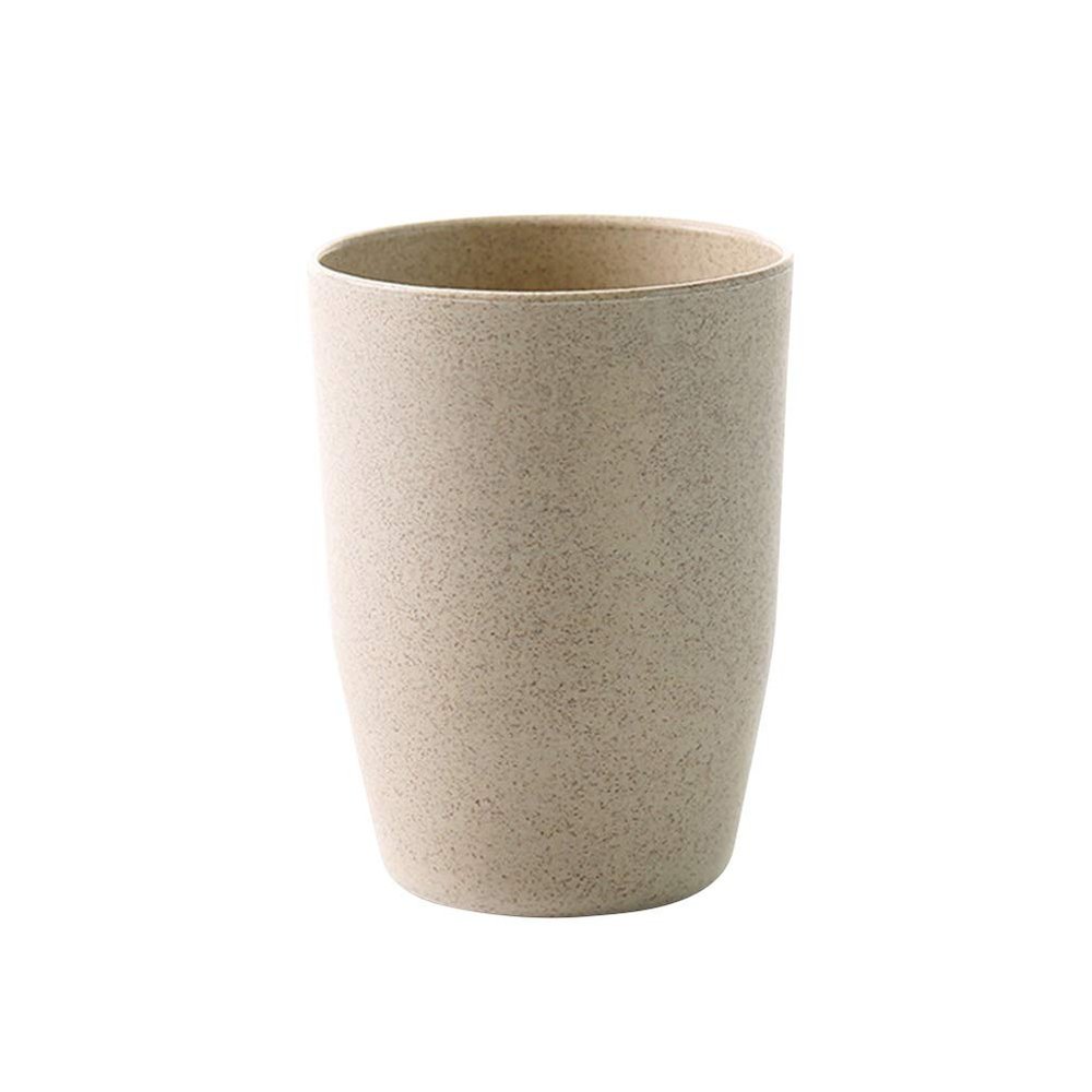 DOITOOL Bathroom Tooth Cup Simple Round Wheat Straw Tumbler for Boys and Girls and Adults Lightweight Easy to Clean for Mouthwash and Daily Use Northern Europe Beige