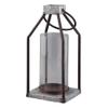 Benjara Geometric Lantern with Glass Hurricane, Set of 2, Black and Gray view 2