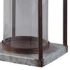 Benjara Geometric Lantern with Glass Hurricane, Set of 2, Black and Gray view 3