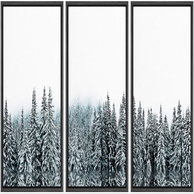 SIGNWIN 3 Piece Framed Canvas Wall Art The Pine Forest with Snow Canvas Prints Home Artwork Decoration for Living Room,Bedroom - 16"x24"x3 Panels