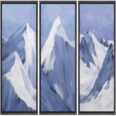 SIGNWIN 3 Piece Framed Canvas Wall Art Mountain Covered with Snow Canvas Prints Home Artwork Decoration for Living Room,Bedroom - 16"x24"x3 Panels