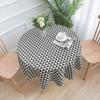 vctops Bohemian Cotton Linen Round Tablecloth Triangle Print Table Cloth for Kitchen Dining Room Restaurant Party Decoration (Black Triangle, Diameter 60") view 3