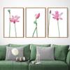 SIGNWIN 3 Piece Framed Canvas Wall Art Pink Lotus Flowers Canvas Prints Home Artwork Decoration for Living Room,Bedroom - 16"x24"x3 Panels view 2
