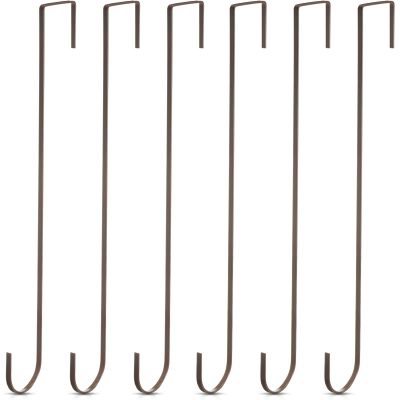 Hotop 15 Inch 6 Pcs Wreath Hangers for Front Door Over The Door Hanger Hooks Steel Wreath Doors Hangers Clothes Towel Hooks Holder for Christmas Halloween Front Decorations Welcome Sign(Bronzed)