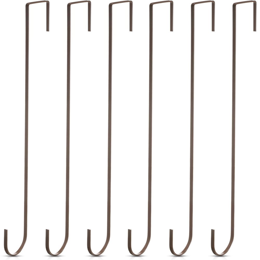 Hotop 15 Inch 6 Pcs Wreath Hangers for Front Door Over The Door Hanger Hooks Steel Wreath Doors Hangers Clothes Towel Hooks Holder for Christmas Halloween Front Decorations Welcome Sign(Bronzed)