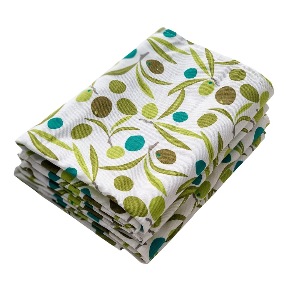 100% Cotton Hand Towel- Kitchen Dish Towel- Tea Towel - Flour Sack Towel (100% Cotton- Olive (8))