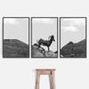 SIGNWIN 3 Piece Framed Canvas Wall Art Black and White Horse Standing in The Mountain Canvas Prints Home Artwork Decoration for Living Room,Bedroom - 16"x24"x3 Panels view 2