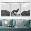 SIGNWIN 3 Piece Framed Canvas Wall Art Black and White Horse Standing in The Mountain Canvas Prints Home Artwork Decoration for Living Room,Bedroom - 16"x24"x3 Panels view 3