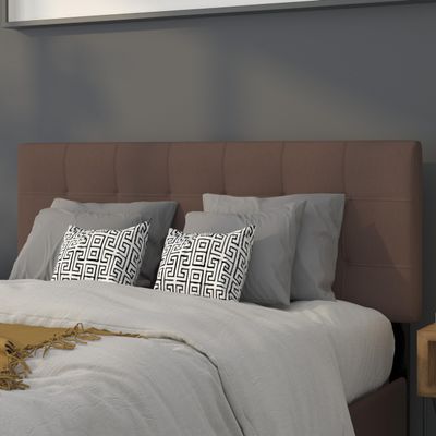 BizChair Quilted Tufted Full Size Headboard in Dark Brown Fabric