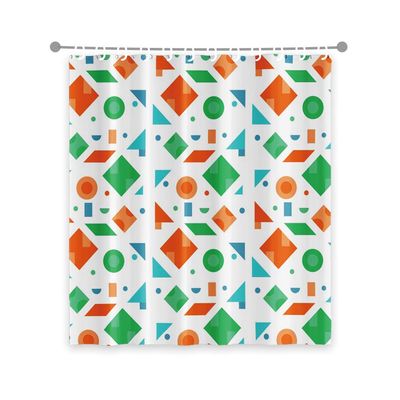 OERJU 72x78inch Colorful Geometric Shower Curtain Cartoon Orange Green Blue Regular Rhombus Triangle Circle Modern Art Kids Bathroom Decor Waterproof Fabric Bathtub Shower Curtain Liner with Hooks