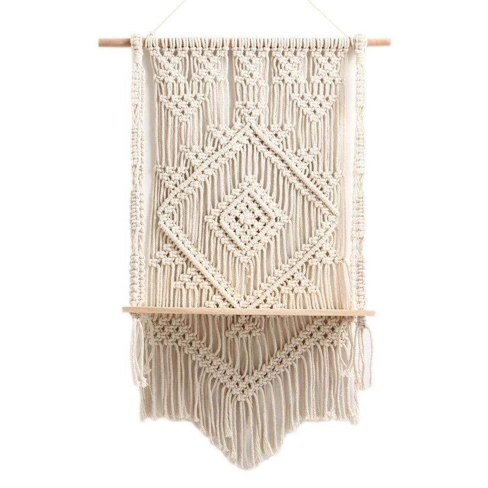 shangfu-team Macrame Wall Hanging Curtain Fringe Garland Banner Bohemian Wall Decor Woven Home Decoration for Apartment Bedroom Living Room Gallery