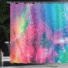 Ambesonne Floral Shower Curtain, Rainbow Like Bohemian Psychedelic Floral Contrast Toned Vivid Motif Nature Art, Cloth Fabric Bathroom Decor Set with Hooks, 69" W x 70" L, Indigo Dark Pink Green view 3