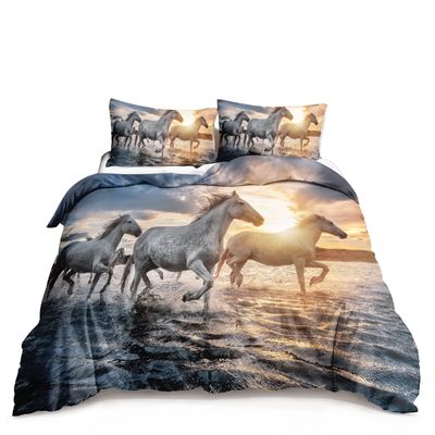 HOSIMA Comforter Cover Horse Theme Print Full Size Handsome Horse Bedding Set Queen Size for Kids Teen Girls Boys Room Decor, Twin Bedding Sets for Girls with 2 Pillowcases.