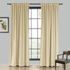Drapifytex Set of 2 Solid Velvet Room Darkening Curtains Back Tab Rod Pocket Cream 50W x 63L Inch view 1