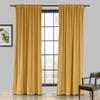 Drapifytex Set of 2 Solid Velvet Room Darkening Curtains Back Tab Rod Pocket Yellow 50W x 63L Inch view 1