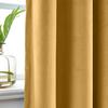Drapifytex Set of 2 Solid Velvet Room Darkening Curtains Back Tab Rod Pocket Yellow 50W x 63L Inch view 4