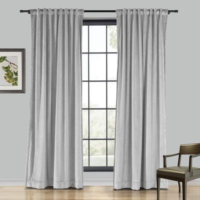 Drapifytex Set of 2 Solid Velvet Room Darkening Curtains Back Tab Rod Pocket Silver Gray 50W x 63L Inch