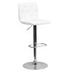 BizChair Button Tufted White Vinyl Adjustable Height Barstool view 3