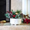 Flora Bunda Christmas Arrangement in in 6 inch Cracker Ceramic Footed Pot Holiday Home Dcor Centerpiece,Ivory view 4