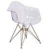 BizChair Transparent Side Chair with Arms and Gold Base view 3