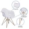 BizChair Transparent Side Chair with Arms and Gold Base view 4