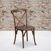BizChair 2 Pack Stackable Pecan Wood Cross Back Chair - Dining Room Seating view 1