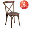 BizChair 2 Pack Stackable Pecan Wood Cross Back Chair - Dining Room Seating view 3
